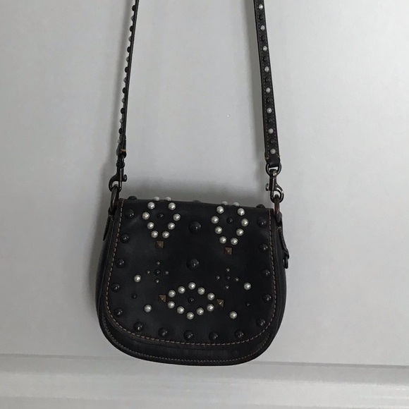 Coach 1941 Saddle 23 Crossbody bag Western Rivets Studs Black Leather - Picture 2 of 8